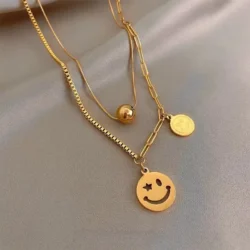Smile & Heart Double Pendant Necklace